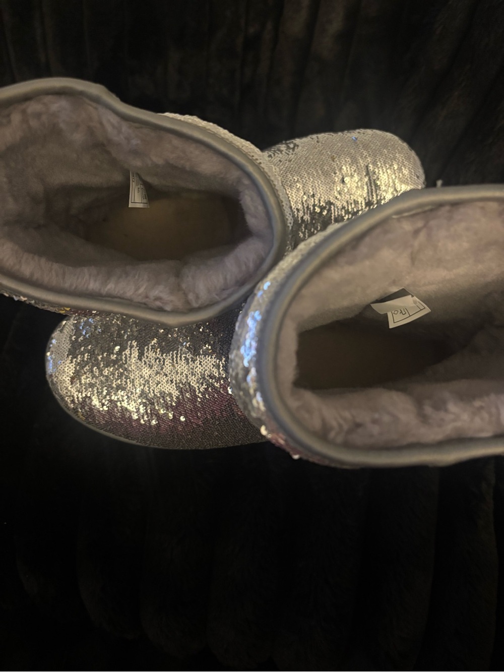 UPDATED PHOTOS! UGG Silver Sequin Cozy Boots - Picture 8 of 12